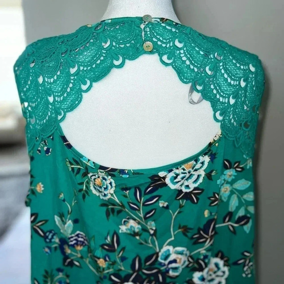 NWT Daniel Rainn Floral Lace Sleeveless Tank Green Size 2X - Picture 6 of 8